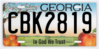 GA license plate CBK2819