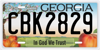 GA license plate CBK2829