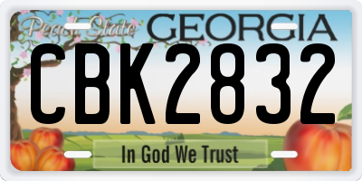 GA license plate CBK2832