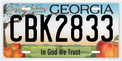 GA license plate CBK2833