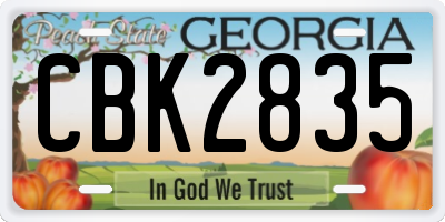 GA license plate CBK2835