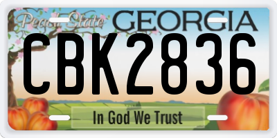 GA license plate CBK2836