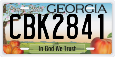 GA license plate CBK2841