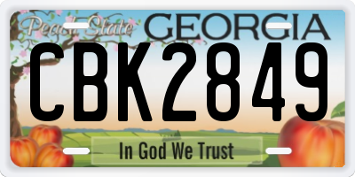 GA license plate CBK2849