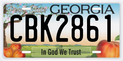 GA license plate CBK2861