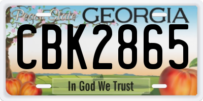 GA license plate CBK2865