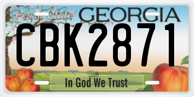 GA license plate CBK2871