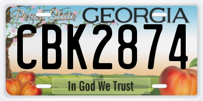 GA license plate CBK2874