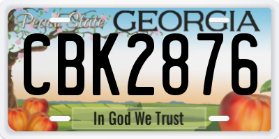 GA license plate CBK2876