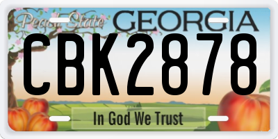 GA license plate CBK2878