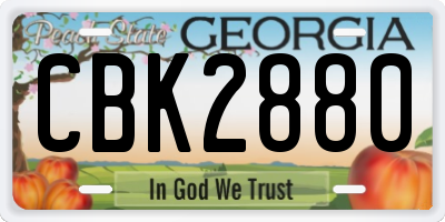 GA license plate CBK2880