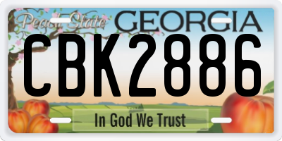 GA license plate CBK2886