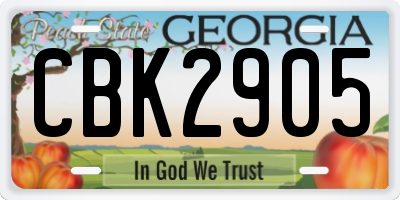 GA license plate CBK2905