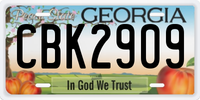 GA license plate CBK2909