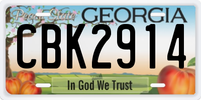 GA license plate CBK2914