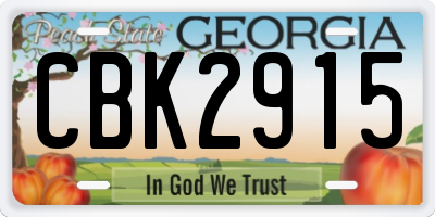 GA license plate CBK2915