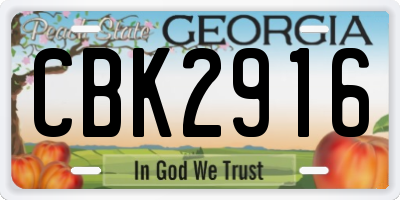 GA license plate CBK2916