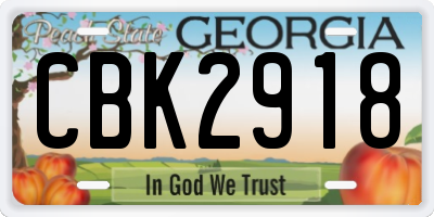 GA license plate CBK2918