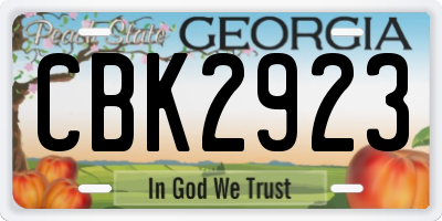 GA license plate CBK2923