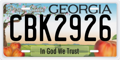 GA license plate CBK2926