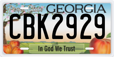 GA license plate CBK2929