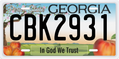 GA license plate CBK2931