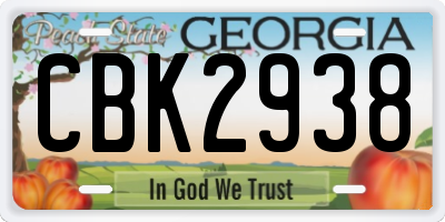 GA license plate CBK2938