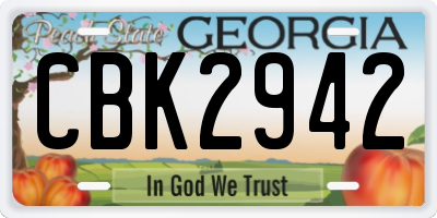 GA license plate CBK2942