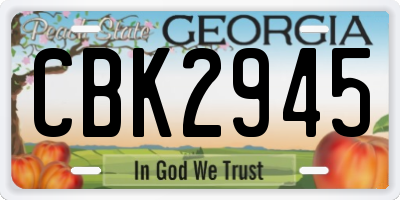 GA license plate CBK2945