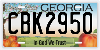 GA license plate CBK2950