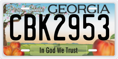GA license plate CBK2953