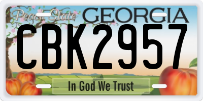 GA license plate CBK2957