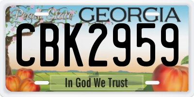 GA license plate CBK2959