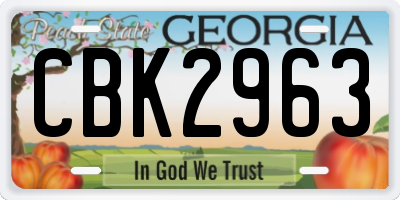 GA license plate CBK2963