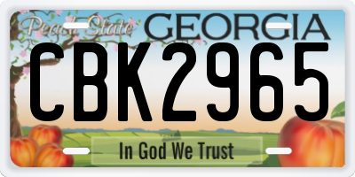 GA license plate CBK2965
