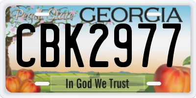 GA license plate CBK2977