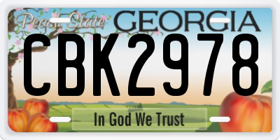 GA license plate CBK2978