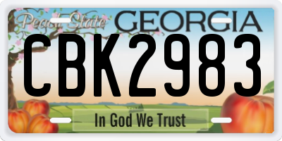 GA license plate CBK2983