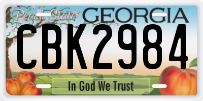 GA license plate CBK2984