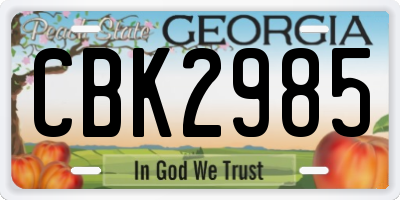 GA license plate CBK2985