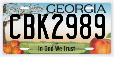 GA license plate CBK2989