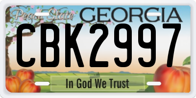 GA license plate CBK2997
