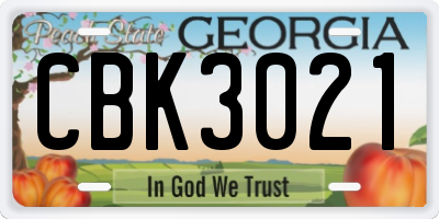 GA license plate CBK3021