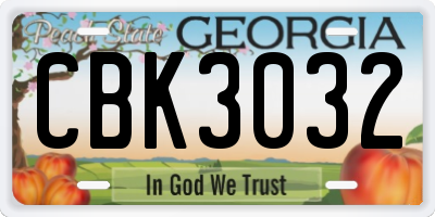 GA license plate CBK3032
