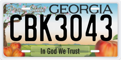 GA license plate CBK3043