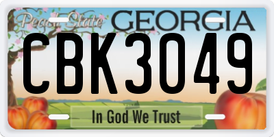 GA license plate CBK3049
