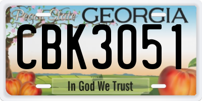 GA license plate CBK3051