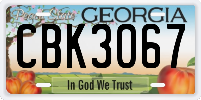 GA license plate CBK3067