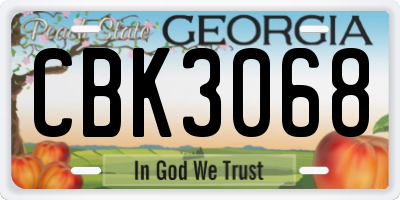 GA license plate CBK3068
