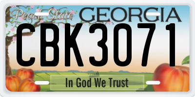 GA license plate CBK3071